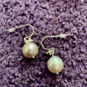tahitian pearl earring sterling silver
